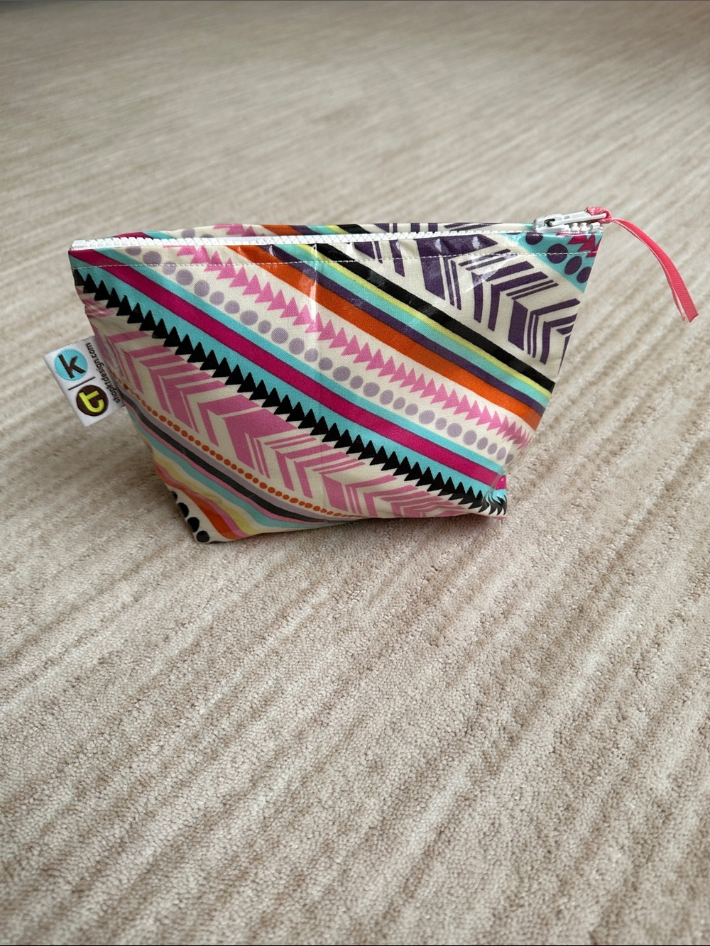 KT Design Cosmetic Bag Molly Waterproof Pink Blue Size 9”